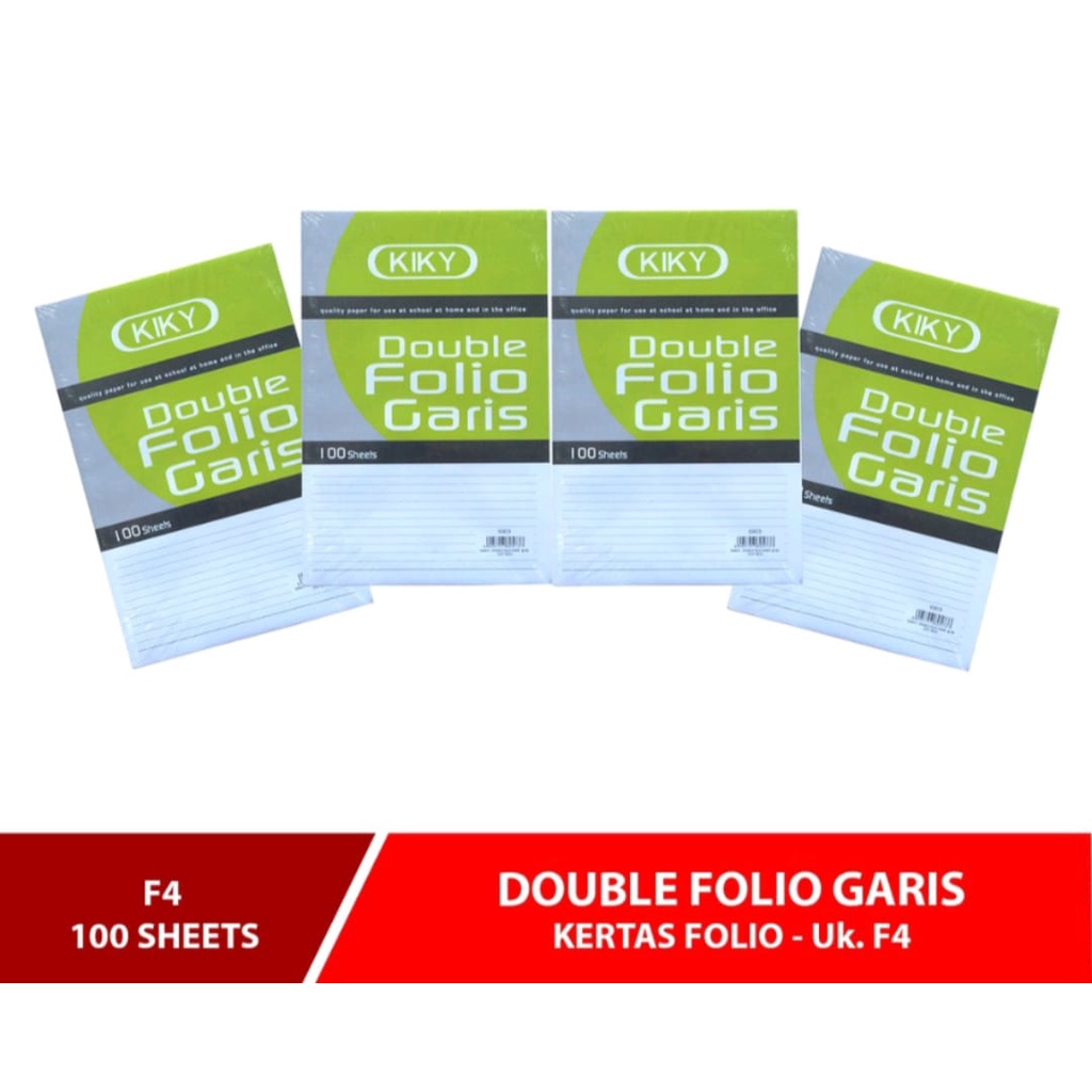

Kiky Kertas Double Folio Garis 100 (1 Pak Isi 100 Lembar) / Kertas Double Folio Bergaris Kiky / DFG Kiky / DF Garis Lipat 100