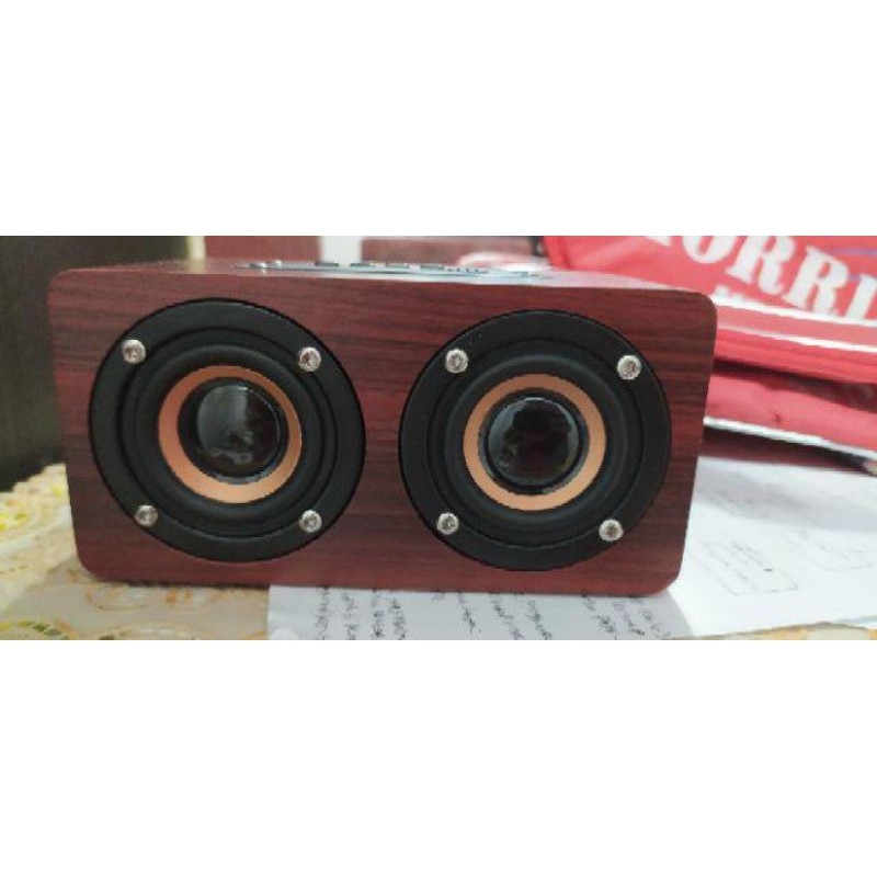 Speaker Retro Minimalis Bluetooth Kayu Super Bass Memory Card slot AUX Jack Audio Double Speaker W5 aktif mdf stereo