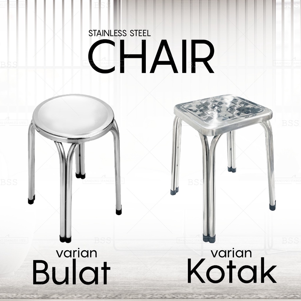 Bangku Kursi stainless baso bulat stainless steel 47cm murah
