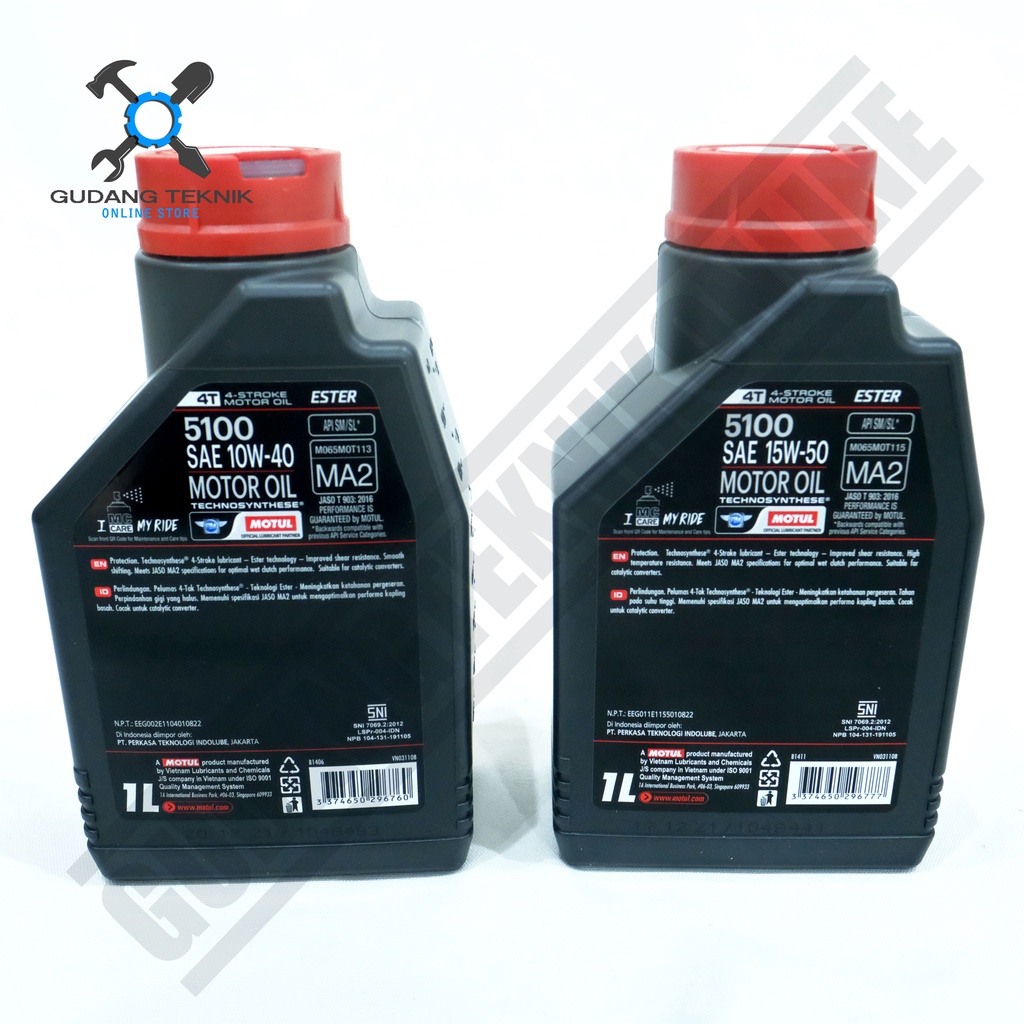 MOTUL Oli Mesin 4T 5100 ESTER 10W40 1L / MOTUL Oli Motor 15W50 1000ML 10W-40 15W-50 1Liter