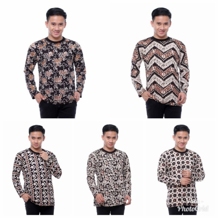 Kaos Pria Distro motif Batik Lengan Panjang