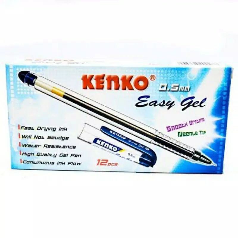 Kenko Easy Gel 0.5Mm Biru Pulpen Pena 1 Pack / 12 Pcs