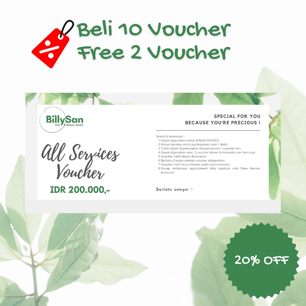 

BillySan Hair & Beauty Studio All Services Voucher. Salon Jakarta Barat