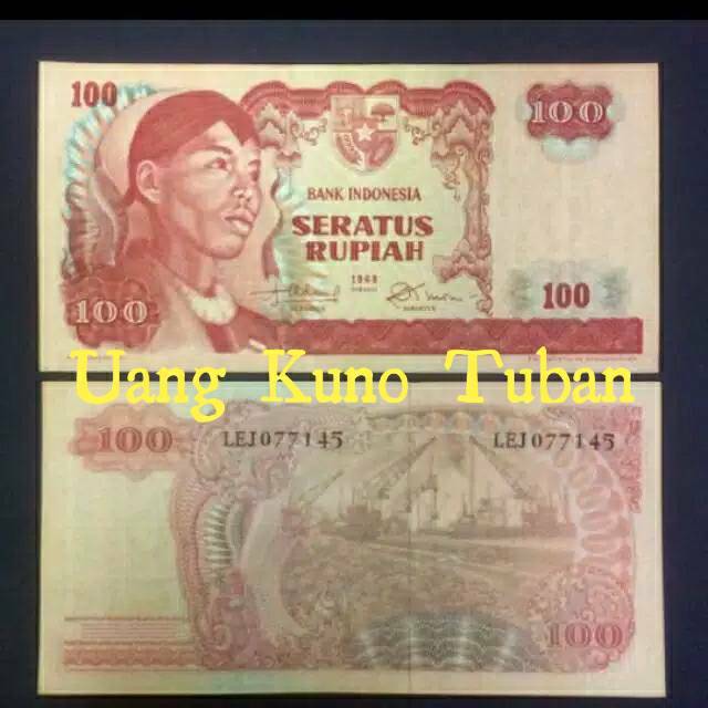 1 Lembar 100 Rupiah Seri Sudirman Tahun 1968 / Uang Kuno / Hobi / Koleksi / Investasi