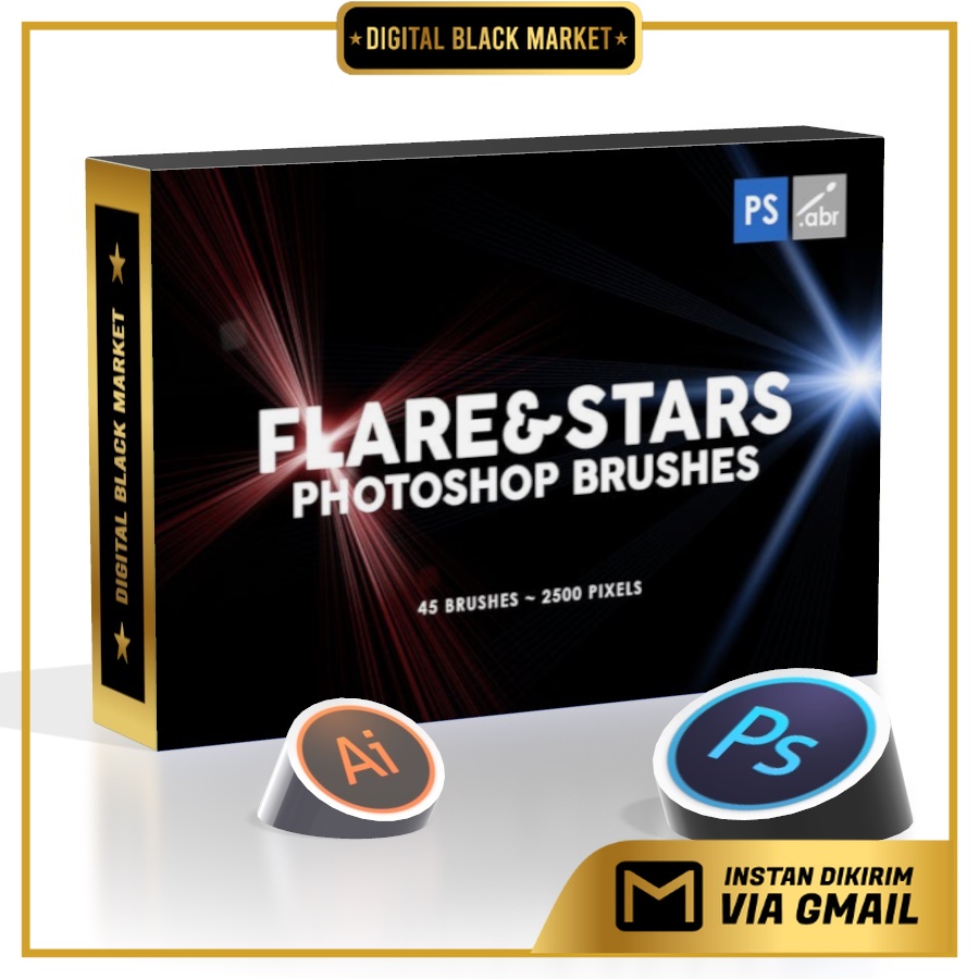 45 Lens Flare Stars - Photoshop Stamp Brushes