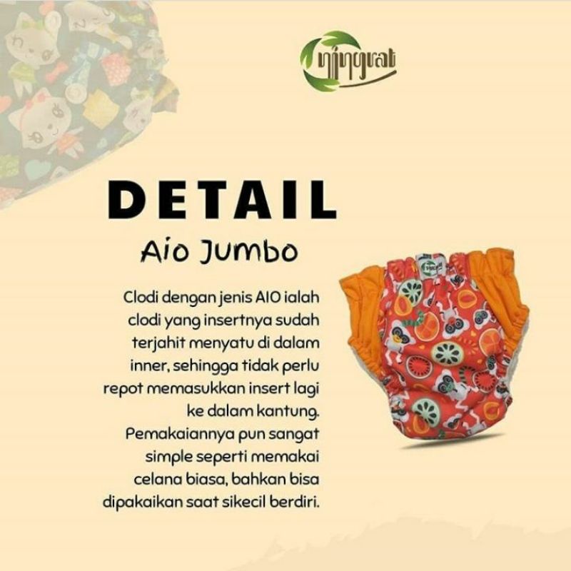 Clodi Ningrat Drypant AIO JUMBO Full Motif BB 15-25 kg Popok Kain Popok Cuci Ulang Bayi Anak Diapers Pempers Kain