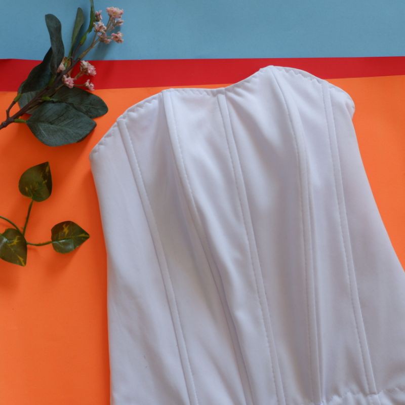 Longtorso Bustier Kebaya Tulang 8 Polyester Ivory