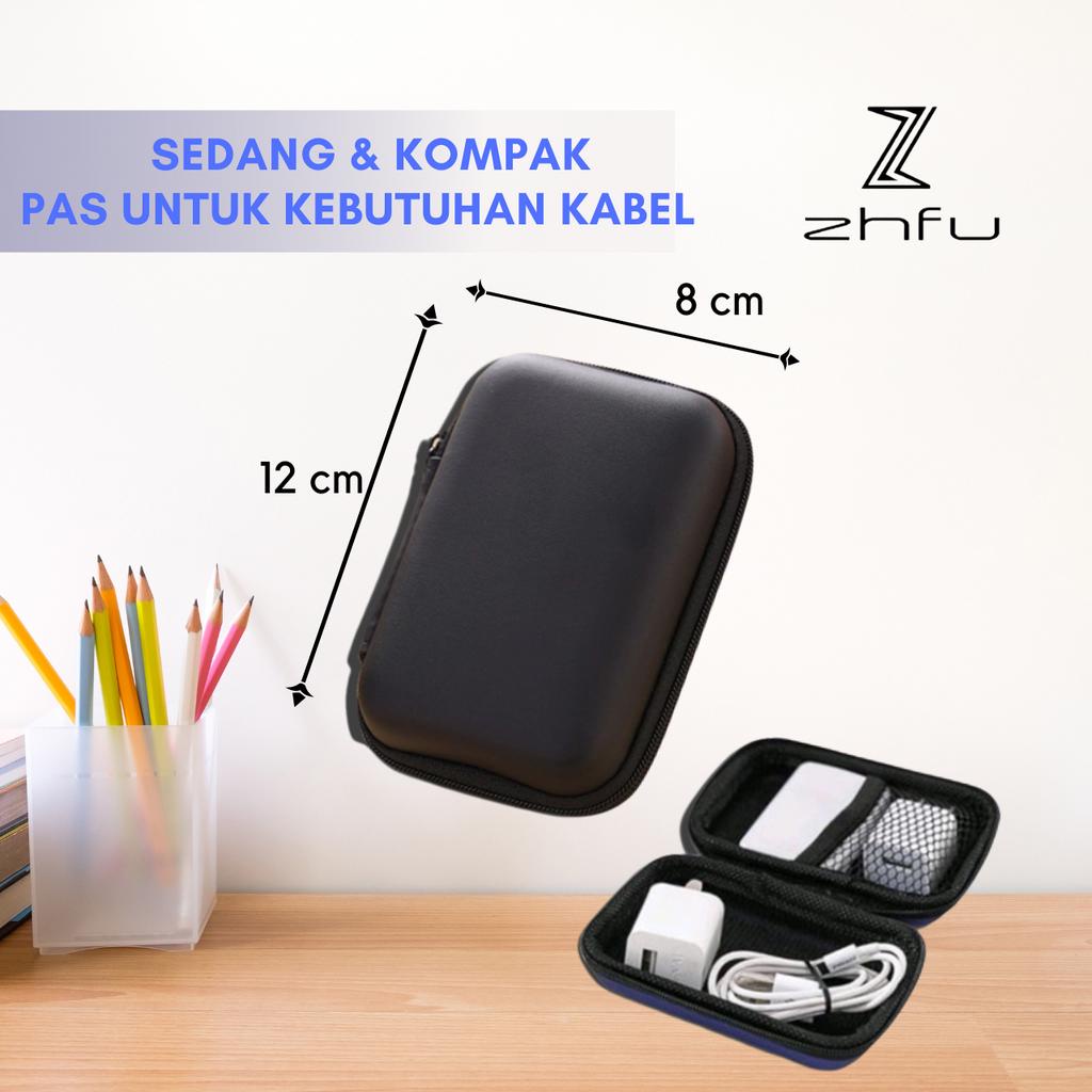 Zhfu Pouch Kotak Tempat Penyimpanan Case Organizer Holder Box Storage Earphone Headset Kabel Charger Jumbo Persegi Panjang Waterproof