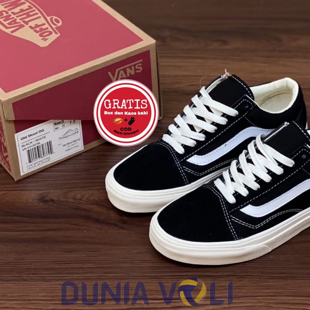 Sepatu Vans Old Skool Import Black White OG Free Kaos Kaki