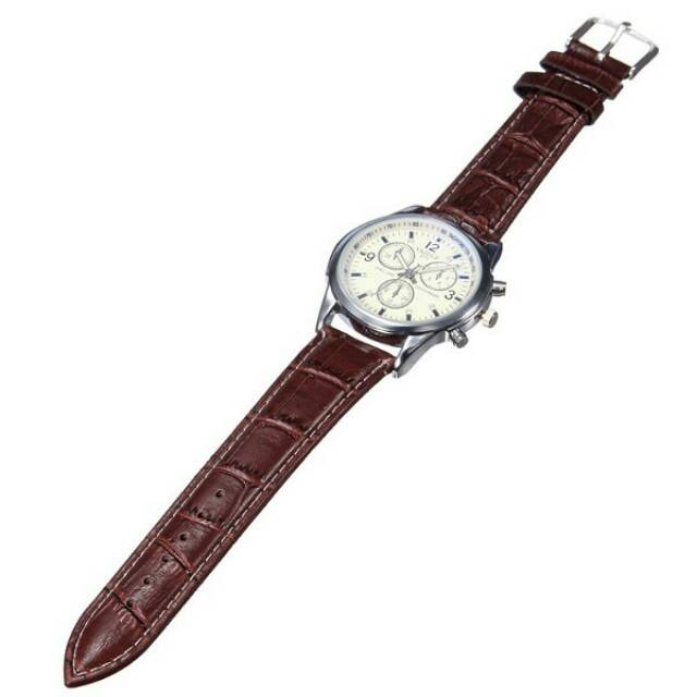 Casual Men Leather Strap Watch Water Resistant