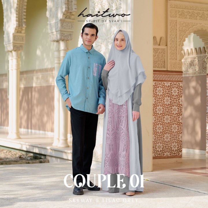 COUPLE SERIES HAITWO KOKO ABIZAR/GAMIS KHADIJAH SKY WAY-LILAC GREY