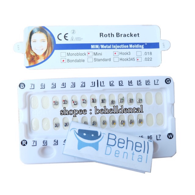 BRACKET BEHEL GIGI PERAWATAN ORTHO METAL ROTH WITH HOOK ON 3 // Kawat Dental Comfort Usa Original // Braket Breket Mim Metalic Perbaikan Gigi Ori Mengkilap ANTI KARAT