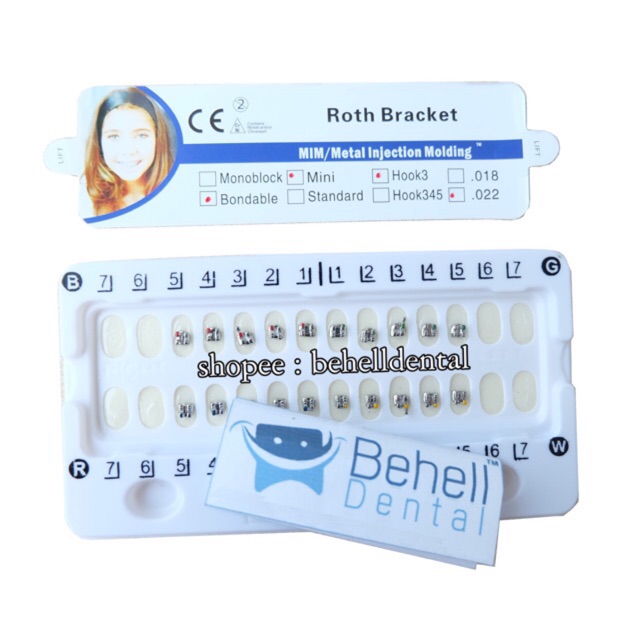 BRACKET BEHEL GIGI PERAWATAN ORTHO METAL ROTH WITH HOOK ON 3 // Kawat Dental Comfort Usa Original // Braket Breket Mim Metalic Perbaikan Gigi Ori Mengkilap ANTI KARAT