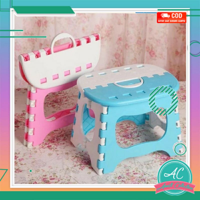 Kursi lipat anak portable bangku lantai mini kecil motif karakter kartun lucu dingklik duduk