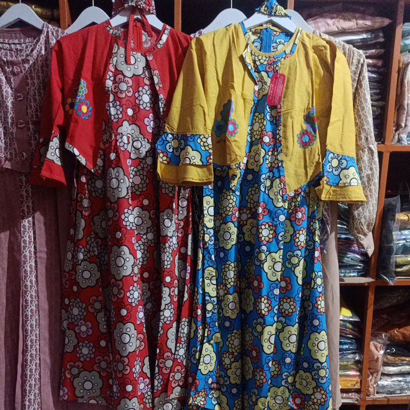 Premium Set Gamis Anak With Blazer Motif Bunga