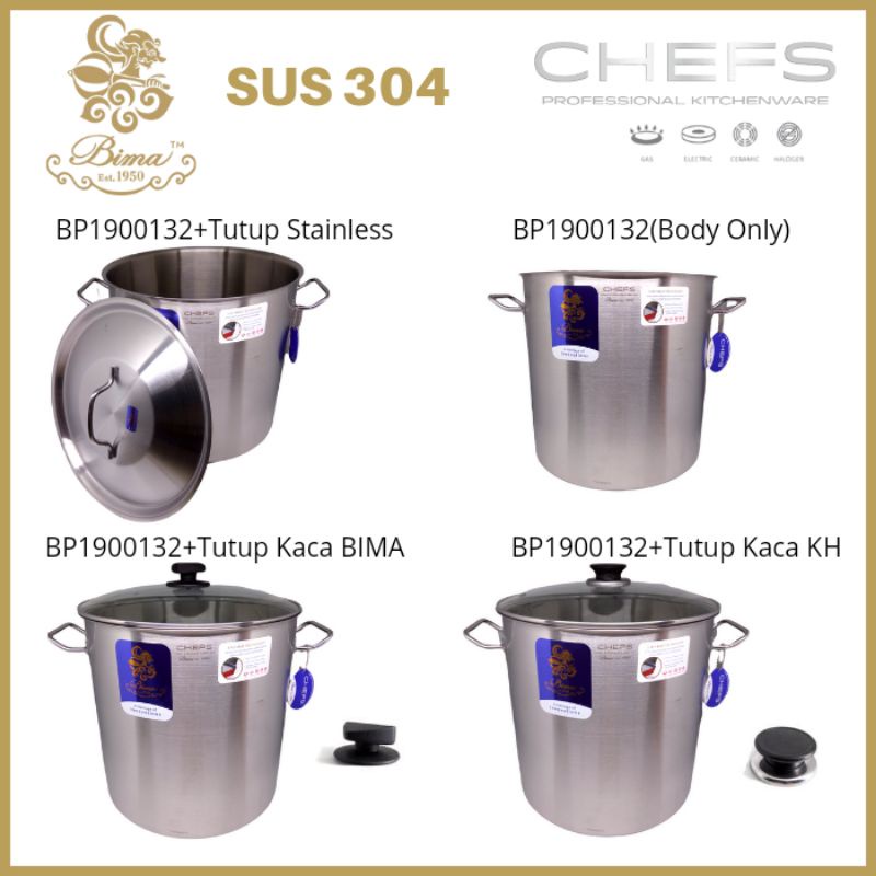 Panci Bima Chefs Series Stockpot 32cm Stainless Steel 304 BP1900132