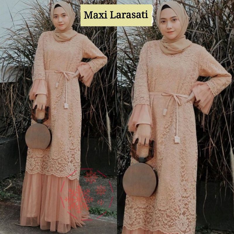 BAJU DRESS GAMIS BROKAT BRUKAT PESTA KONDANGAN UMROH RENDA MAXI MAXY IMPORT WANITA MUSLIM S M L XL X