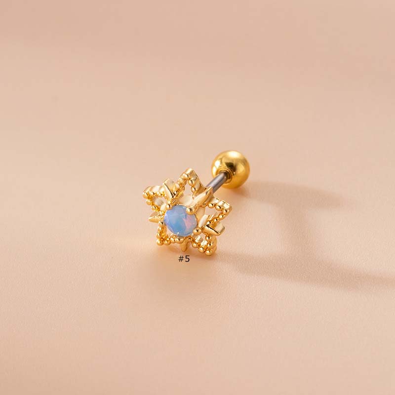 1pc Anting Tusuk Stainless Steel Dengan Batu Opal Untuk Wanita