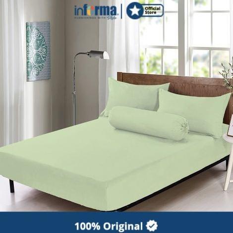 INFORMA - SPREI FITTED SHEET GREEN 160X20035CM Termurah