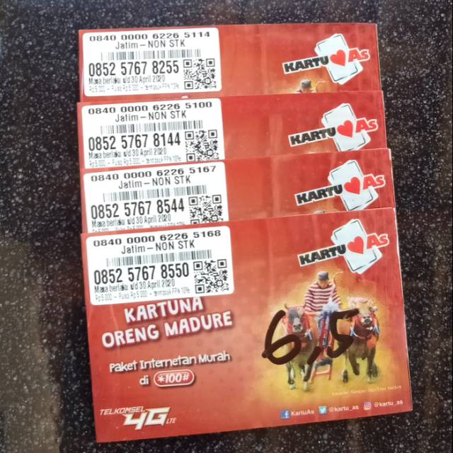 Perdana Telkomsel  internet 6,5 gb zona 1