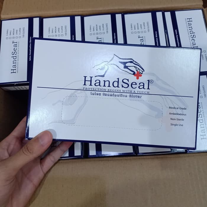 Sarung Tangan Latex HANDSEAL SIZE S,M,L isi 100 pcs/box Handscoon