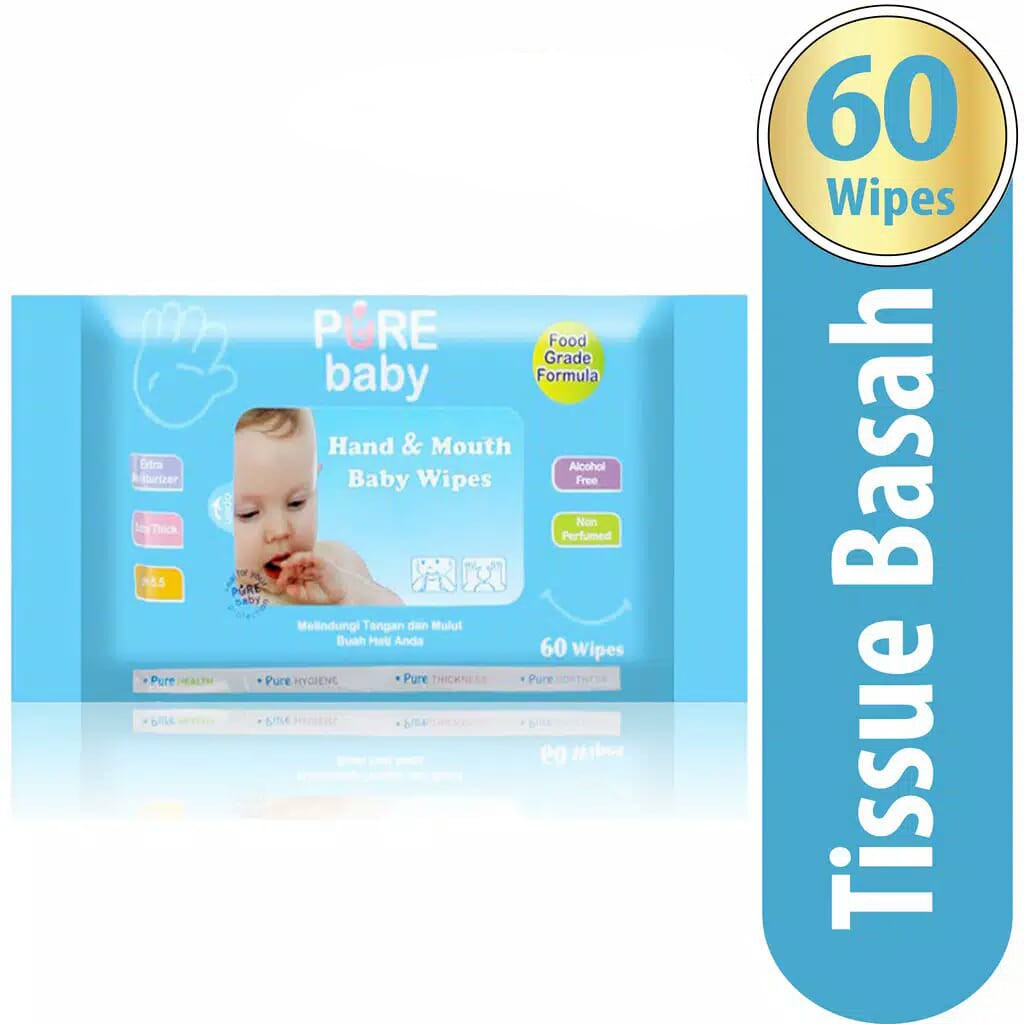 PURE Baby Hand and Mouth Baby Wipes 60's