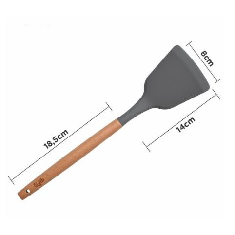 Silikon Spatula Sutil/Sodet/Turner/Utensil Gagang Kayu1