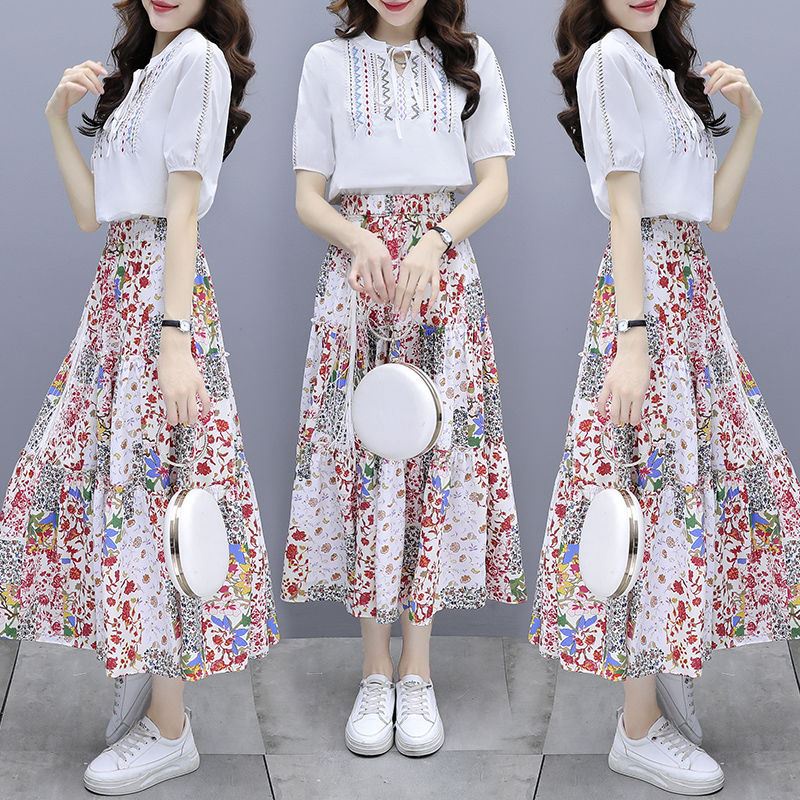 skirt dress suit female summer fashion 2022 new Korean women's dress suit skirt t