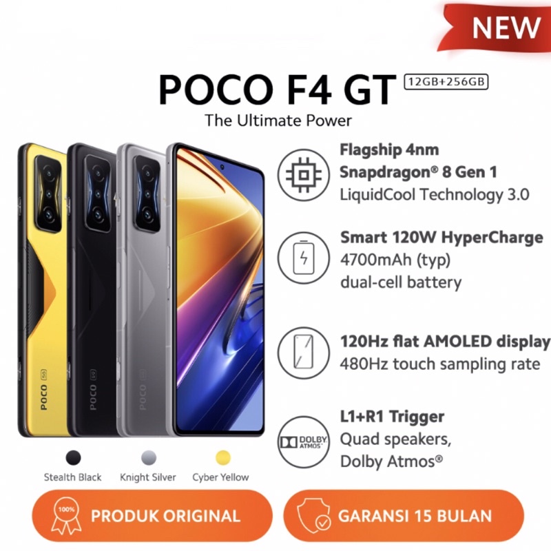 Xiaomi Poco F4 GT [12GB+256GB] Snapdragon 8 | 64MP Triple Camera | 6.68&quot; AMOLED | Li-Po 4700mAh | Garansi Resmi Xiaomi 15 Bulan