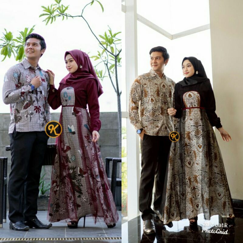 PROMO TERMURAH SARIMBIT  KELUARGA | Nayaka Batik-Couple Annabel Pinguin Tille Lengan Panj