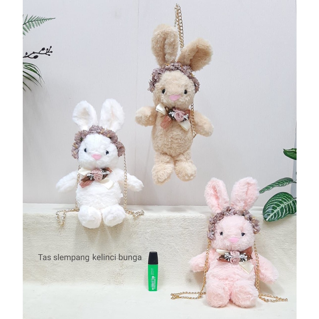 Tas Slempang Kelinci Bunga Rabbit Animal Flower Bahan Lembut