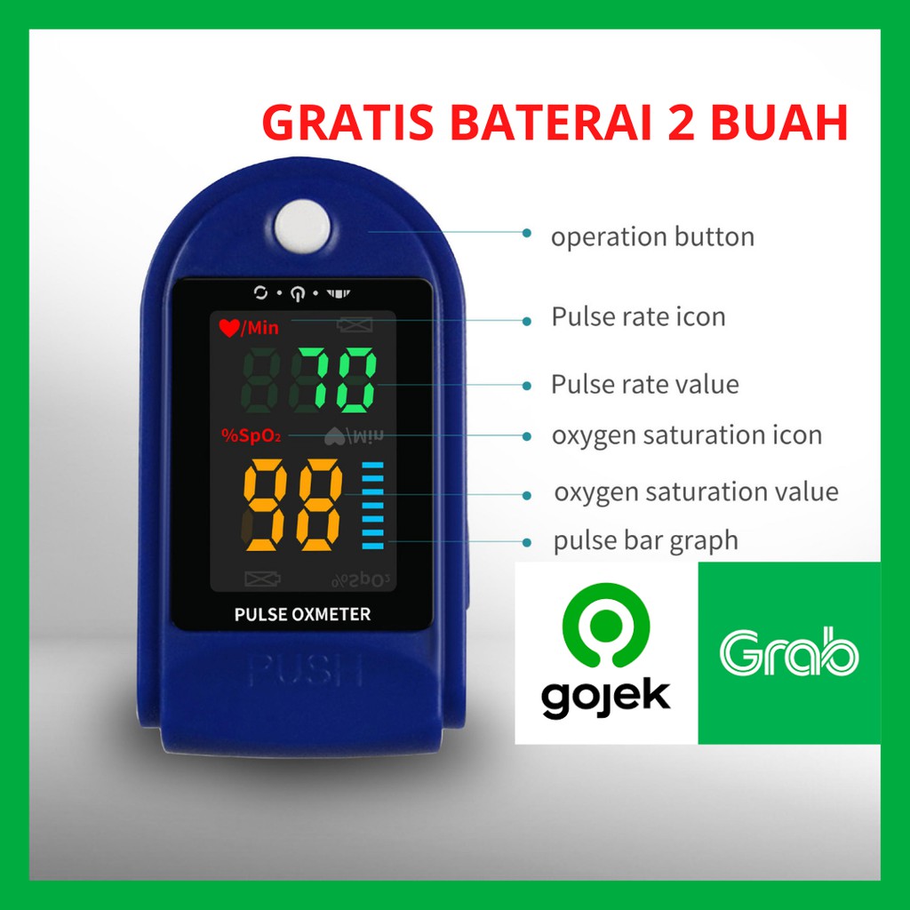 GAUL Oxymeter Oksimetri Murah Spo2 Pulse Oxymetri Oximetri Spo2 Alat Cek Oksigen Dalam Darah Cek Oks