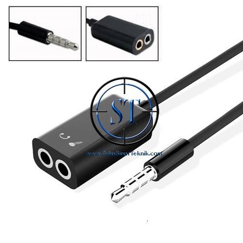 Audio Cable Splitter Mic 3.5mm 2in1 Kabel Pembagi HP Laptop Headset Suara Zoom Microphone Headset Audio Speaker