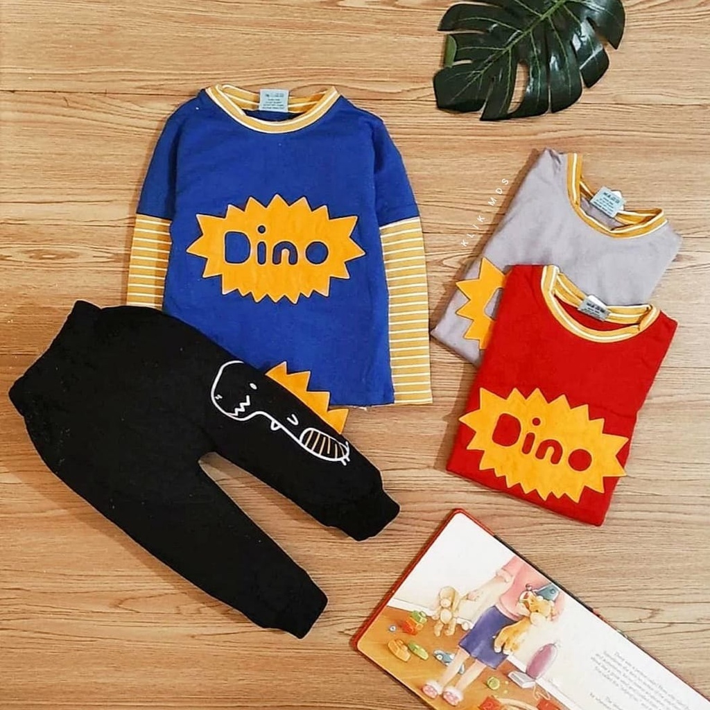 Setelan Anak Laki-Laki Model Sweater Panjang Dino / Baju bayi laki-laki Usia 0-2 Tahun