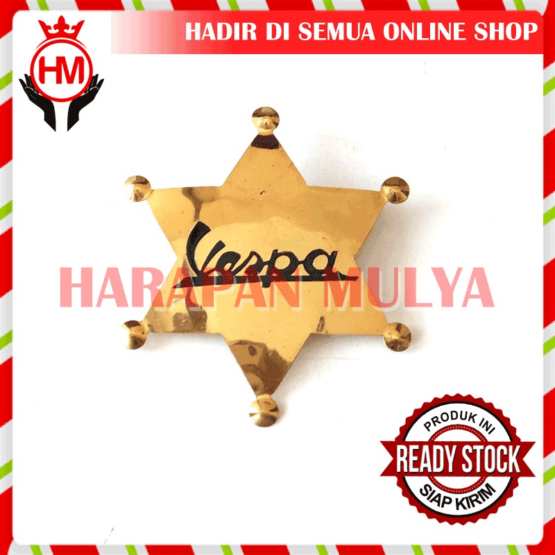 Pin Vespa Bahan Logam Kuningan Lencana Vespa Ukuran 7X6 Cm - HM