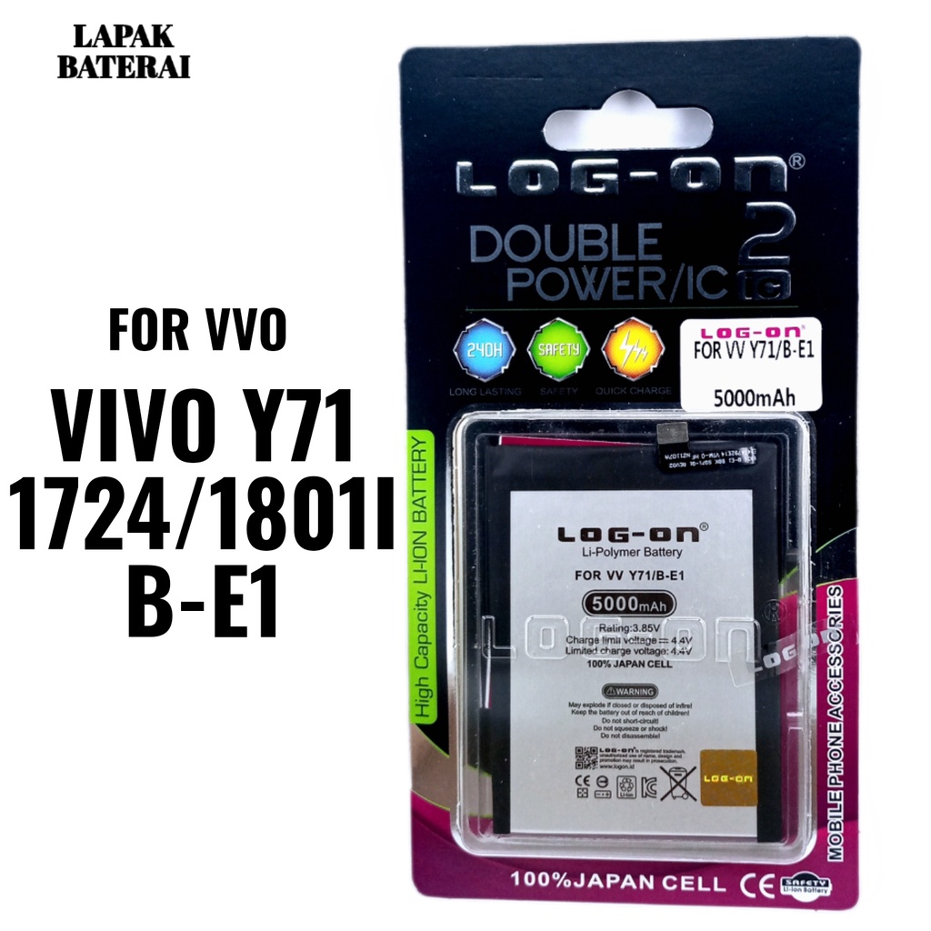 Log on - B-E1 Vivo Y71  Double IC Battery Baterai Batre