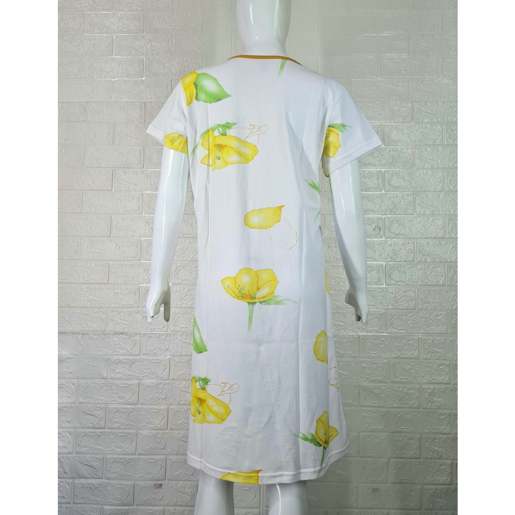 Daster Wanita Dewasa Katun - White Flower