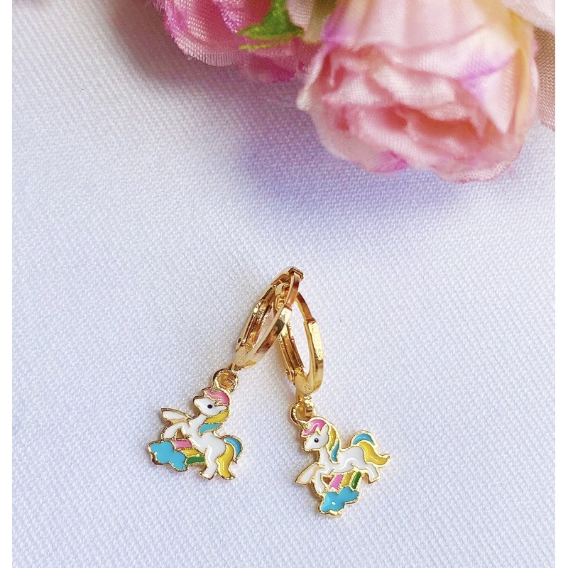 Anting Anak Titanium Silver Rainbow Unicorn