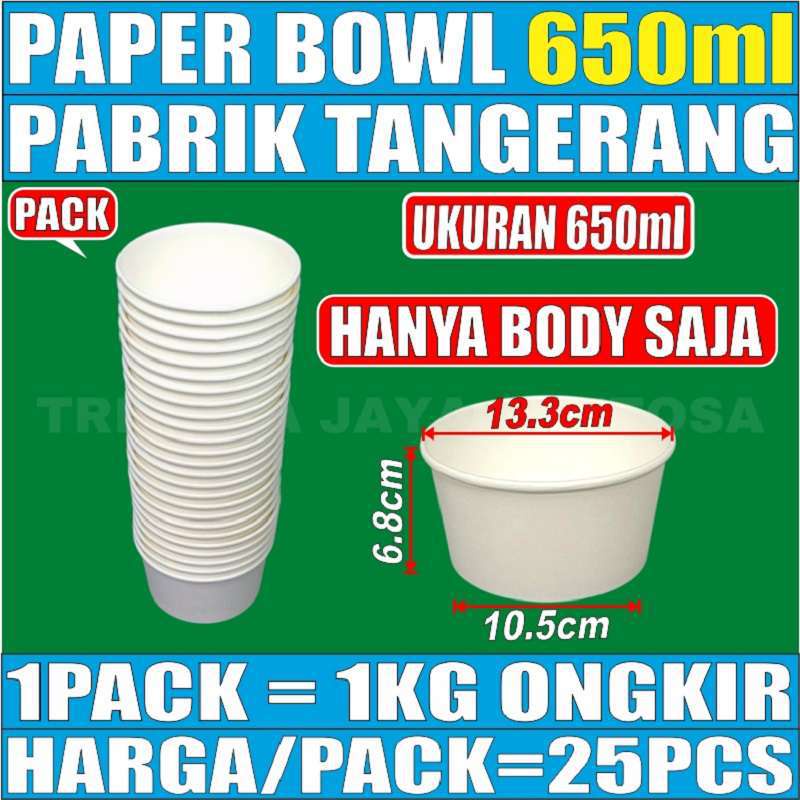 Paper bowl tebal 650ml mangkuk tahan microwave mangkok kertas 650 ml hanya mangkok