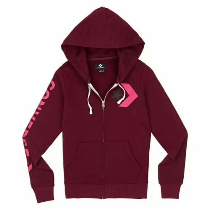 converse star chevron full zip hoodie ft dk burgundy