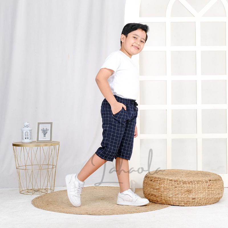 Celana pendek Tartan anak 1-13 tahun unisex garis kotak