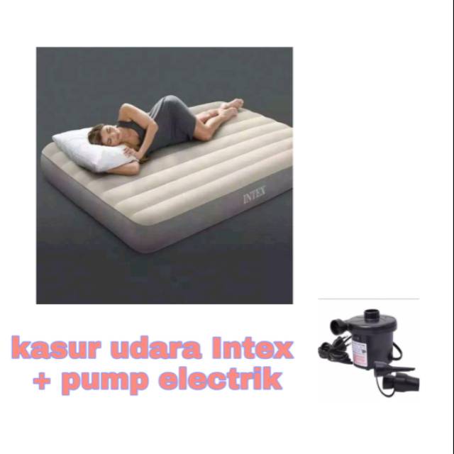 KASUR INTEX  DOBLE +free pompa Elektrik ( 191 x 137)