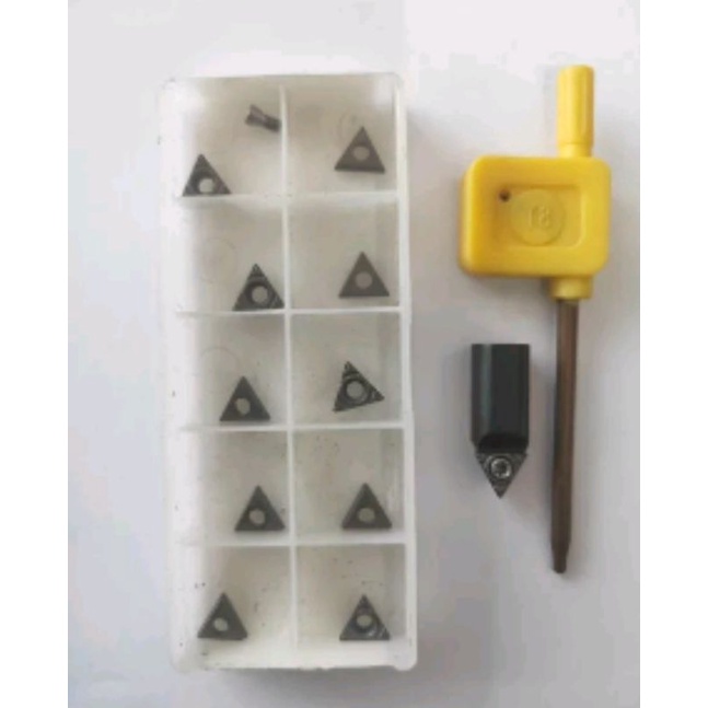 piasu kolter. korrter holder kolter motor  as 10mm  panjang 25mm insert TCMT09 10pcs cermet bekas