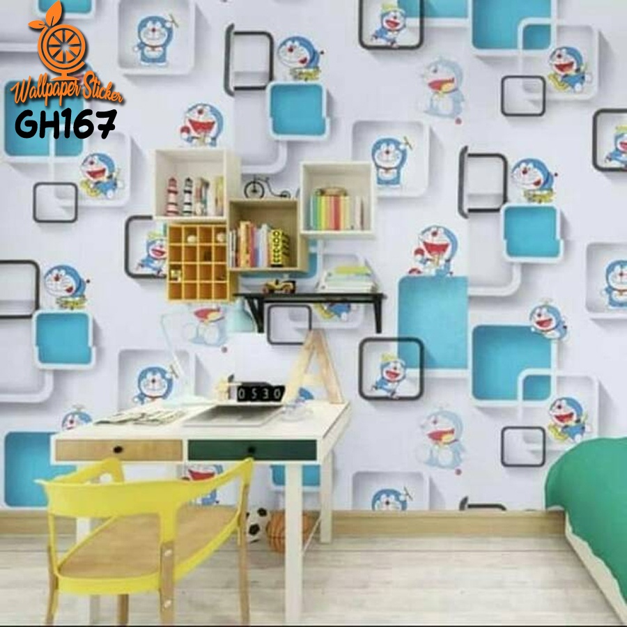 TERMURAH PAKET 4 ROLL!! WALLPAPER STICKER DINDING MOTIF KARAKTER DORAEMON/ KEROPI/ HELLO KITTY BEST SELLER BAHAN PVC PREMIUM