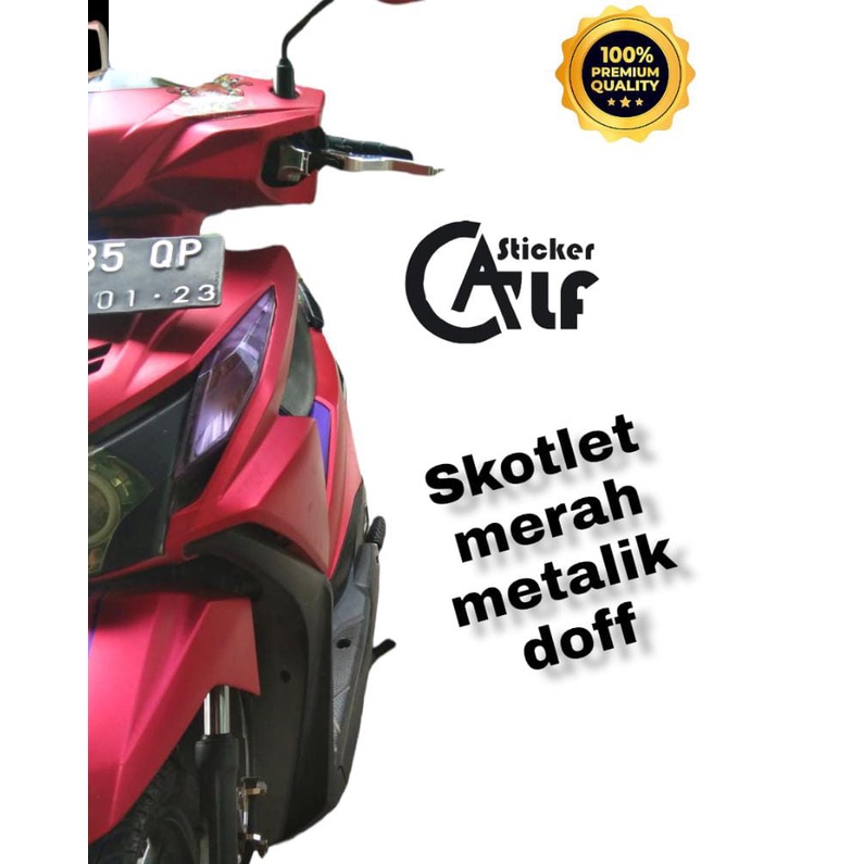 SKOTLET MERAH SATIN 1 meter. MERAH METALIK DOFF. AKSESORIS SEPEDA MOTOR
