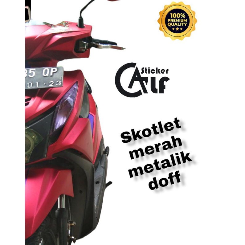 SKOTLET MERAH SATIN 1 meter. MERAH METALIK DOFF. AKSESORIS SEPEDA MOTOR