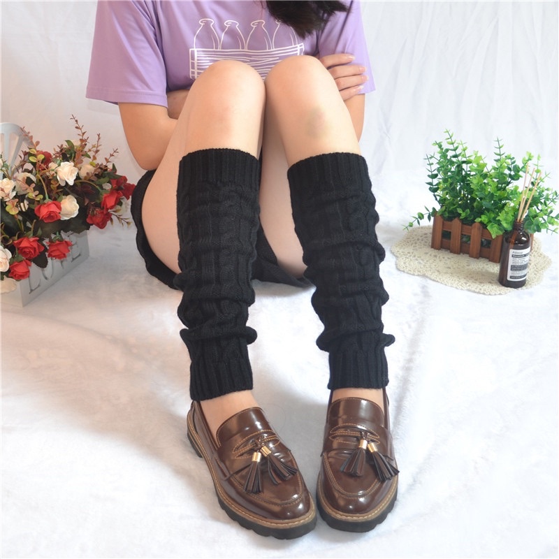 Kaos kaki musim dingin import jepang cewek harajuku leg warmer winter women rajut hangat cosplay