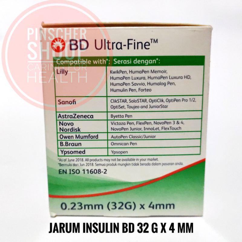 Jarum Insulin BD Microfine 32 G Hijau 0,23 x 4 mm