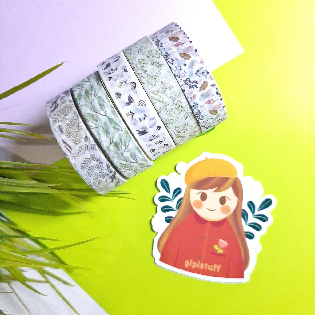 

GIPISTUFF 5 Roll/Set Selotip / Washi Masking Tape Decoration Sticker Scrapbook Diary Journal