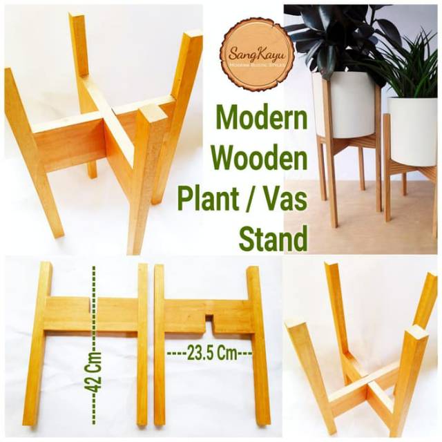 Modern Wooden plants stand 42x23,5 Cm Dudukan Pot Vas bunga tanaman